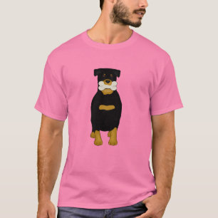 Rottweiler con una camiseta de hueso