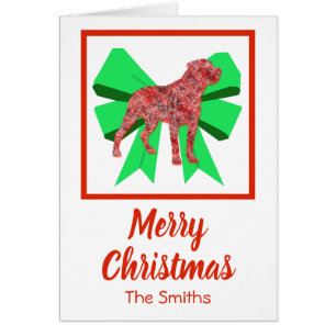 Rottweiler Cute Navidades Dog & Green Bow Card