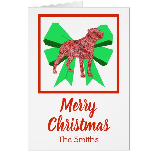 Rottweiler Cute Navidades Dog & Green Bow Card (Frente)