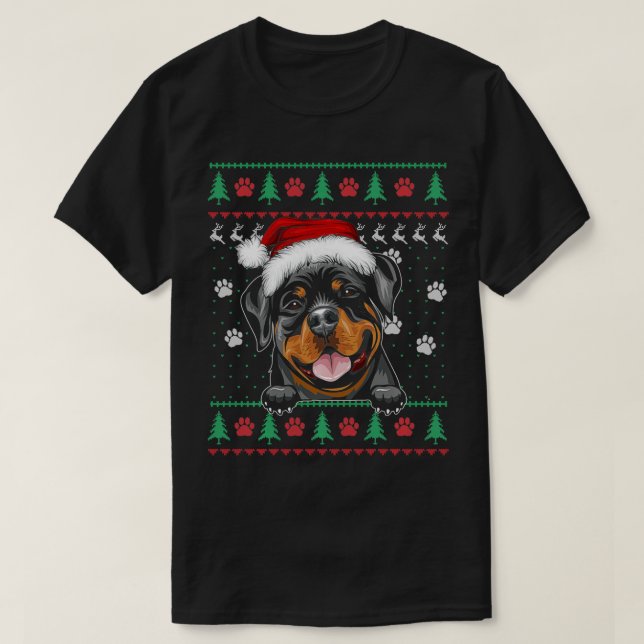 Rottweiler Navidades Ugly Sweater Funny Rottie Dog (Diseño del anverso)