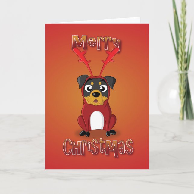 rottweiler - traje del reno - Felices Navidad (Anverso)