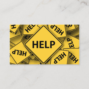 Rótulo amarillo de la ayuda - tarjeta de visita