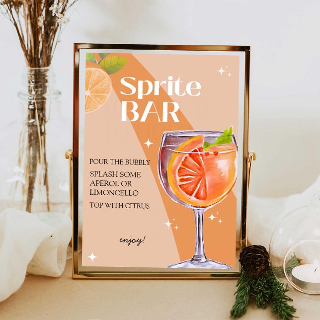 Rótulo Aperol Spritz Bar, Impresión de cócteles Sp (Sprite Bar)