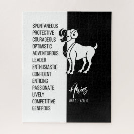 Rótulo Aries Zodiac, rompecabezas negro y blanco