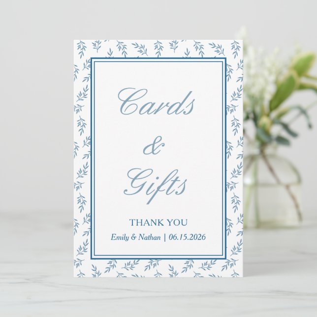Rótulo Blue Elegant Classic Wedding Cards & Gifts (Anverso de pie)