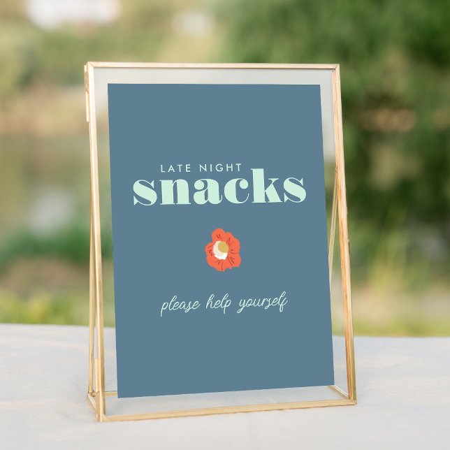 Rótulo Boda de barra de aperitivos de tipografía a (Bold Blue Typography Snack Bar Wedding Sign)