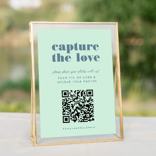 Rótulo Boda de código QR Love Blue Capture