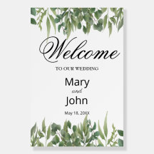 Rótulo Boda de follaje rústico de hojas verdes