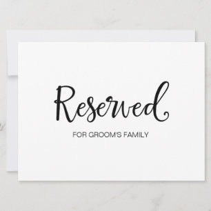 Rótulo Boda "Reservado para la familia" Caligraf