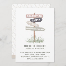 Rótulo callejero Invitación a una fiesta de gradua