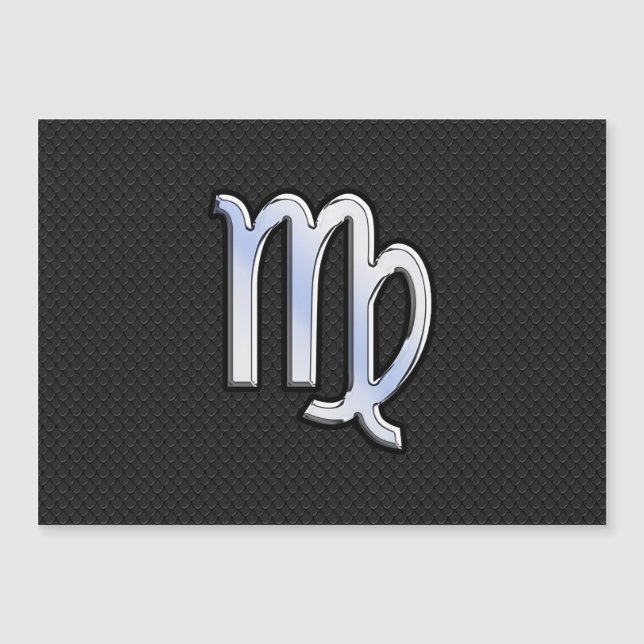 Rótulo cromado como Virgo Zodiac sobre piel de ser (Anverso)