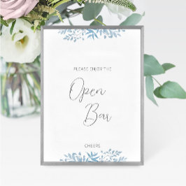Rótulo de bar abierto Blue Eucalyptus Boda
