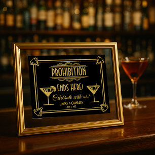 Rótulo de Bar Boda de Prohibición del Arte Deco:
