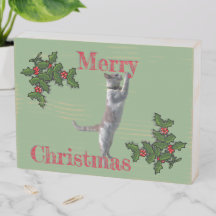 Rótulo de caja - Feliz Navidad Holly y gato