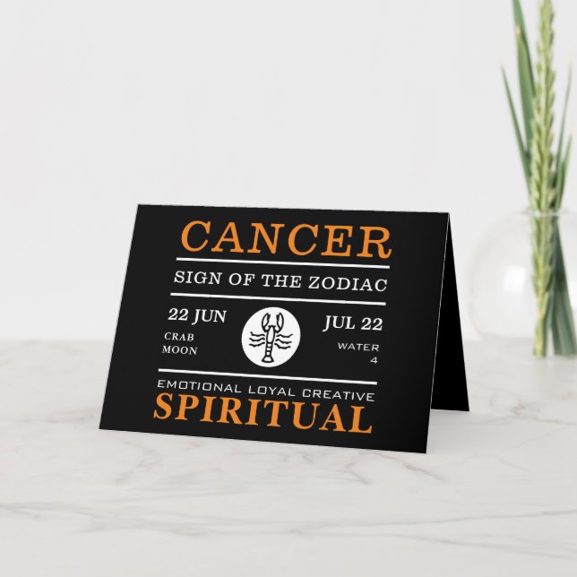 Rótulo de cáncer de Zodiac, tarjeta astrológica (Anverso)