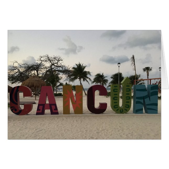 Rótulo de Cancún - Playa Delfines, México Card (Anverso (Horizontal))