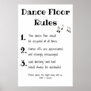 Rótulo de decoración Boda de reglas de baile