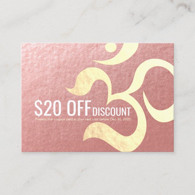 Rótulo de descuento de cupón Om del instructor de  (Anverso)