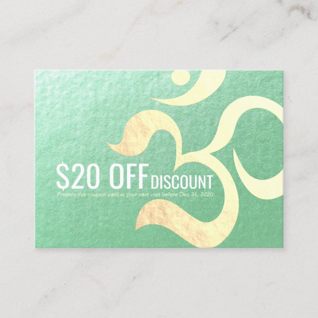 Rótulo de descuento de cupón Om del instructor de  (Anverso)