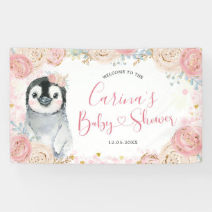Rótulo de gran pancarta de invierno con copo de ni