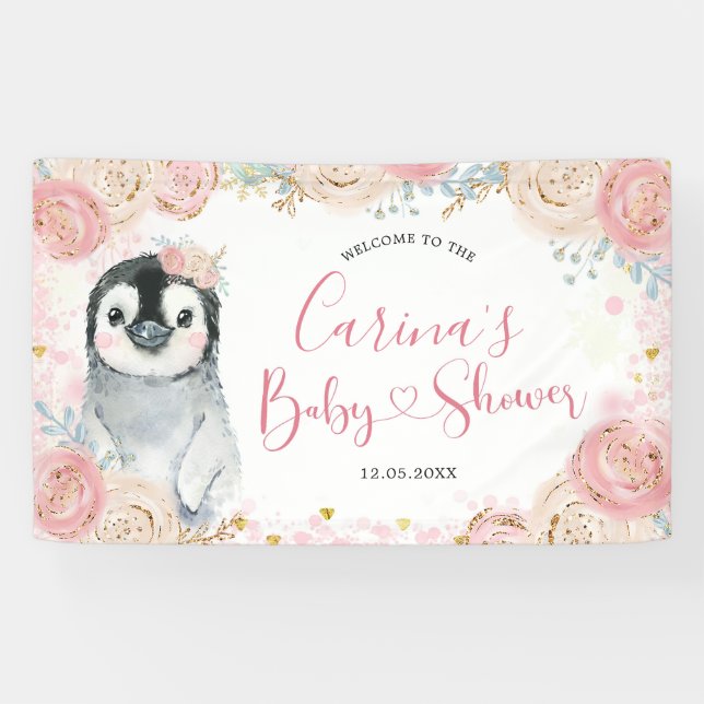 Rótulo de gran pancarta de invierno con copo de ni (Horizontal)