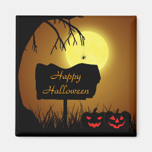 Rótulo de Halloween con calabazas - imán