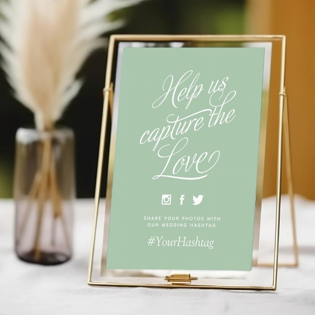 Rótulo de hashtag Boda personalizado de Sage Green (Subido por el creador)