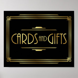 Rótulo de impresión de tarjetas Art Deco y GIFTS