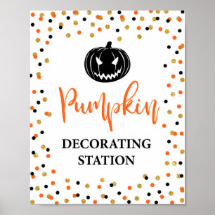 Rótulo de la estación de decoración de calabaza de