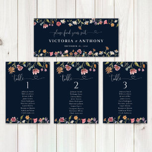 Rótulo de la mesa del Boda de flores silvestres az