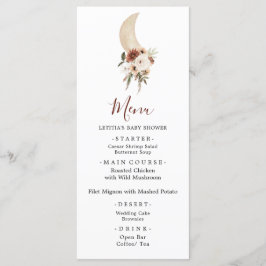 Rótulo de menú Boho Beige Moon Baby Shower