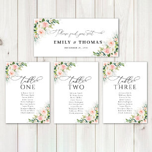 Rótulo de mesa de Boda Ethereal Rubor Roses rosado