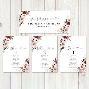 Rótulo de mesa de Boda floral de seda