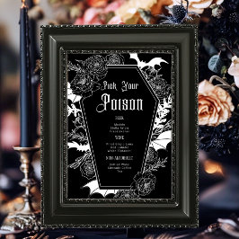 Rótulo de mesa de Boda gótico negro Moody Dark