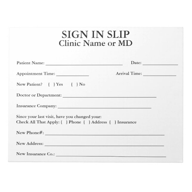 Rótulo De Pacientes De Privacidad En Bloc De Notas (Frente)