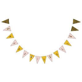 Rótulo de pancarta de Bee Bunting Rústico Rosa