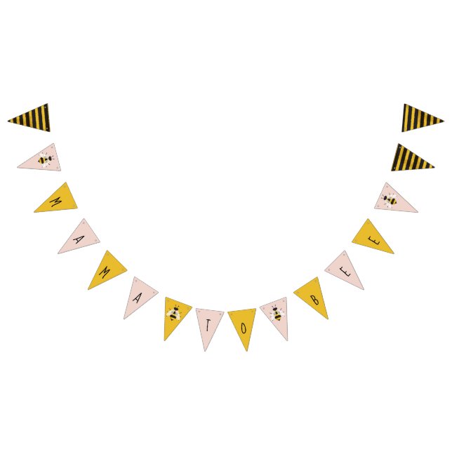 Rótulo de pancarta de Bee Bunting Rústico Rosa (Todo)