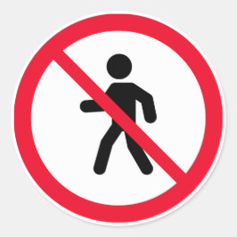 Rótulo de peatones sin acceso | Pegatina redondead