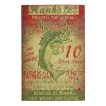 Rótulo de pesca de vintage de arte mural metalizad