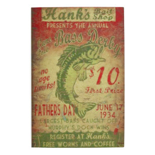 Rótulo de pesca de vintage de arte mural metalizad