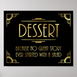 Rótulo de postre de impresión Boda Art Deco