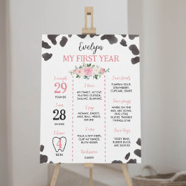 Rótulo de primer aniversario de impresión de vacas