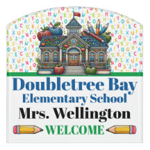 Rótulo de puertas de clase escolar