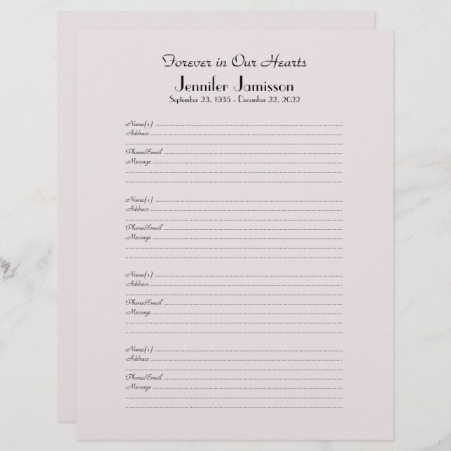 Rótulo de relleno de libros conmemorativos Página  (Anverso / Reverso)