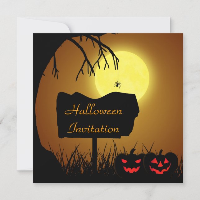 Rótulo de silueta de Halloween - Invitación de fie (Anverso)