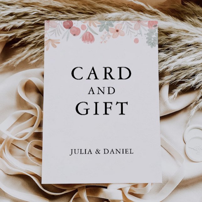 Rótulo de tarjetas y regalos de boda de flores sil (Wildflower Wedding Cards and Gifts Sign,)