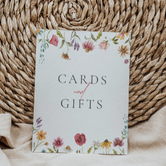 Rótulo de tarjetas y regalos de flores silvestres