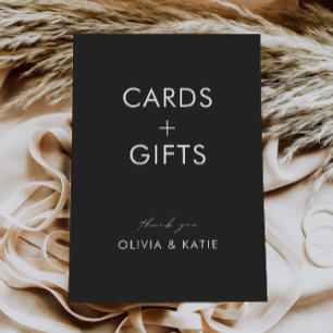 Rótulo de tarjetas y regalos de la boda negra,