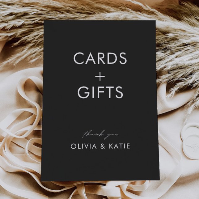 Rótulo de tarjetas y regalos de la boda negra, (Black Wedding Cards and Gifts Sign,)