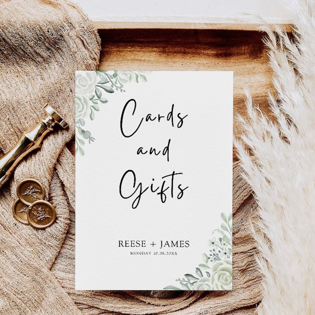 Rótulo de tarjetas y regalos de la boda verde esme (Emerald Green Wedding Cards and Gifts Sign)